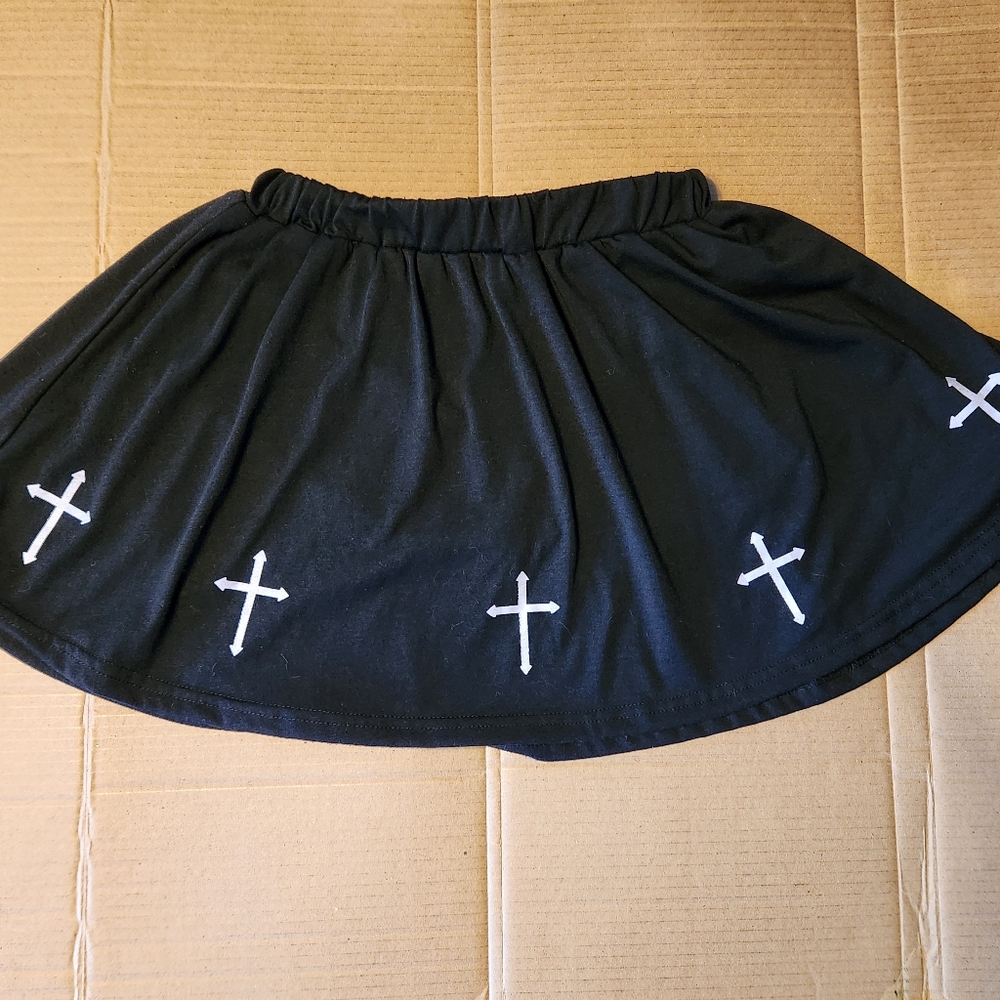 Gothic Cross Black Mini Skirt/Skort